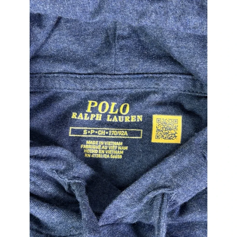 Polo Ralph Lauren Hoodie Men's Small Blue Lightweight Jersey Pony Hooded Shirt